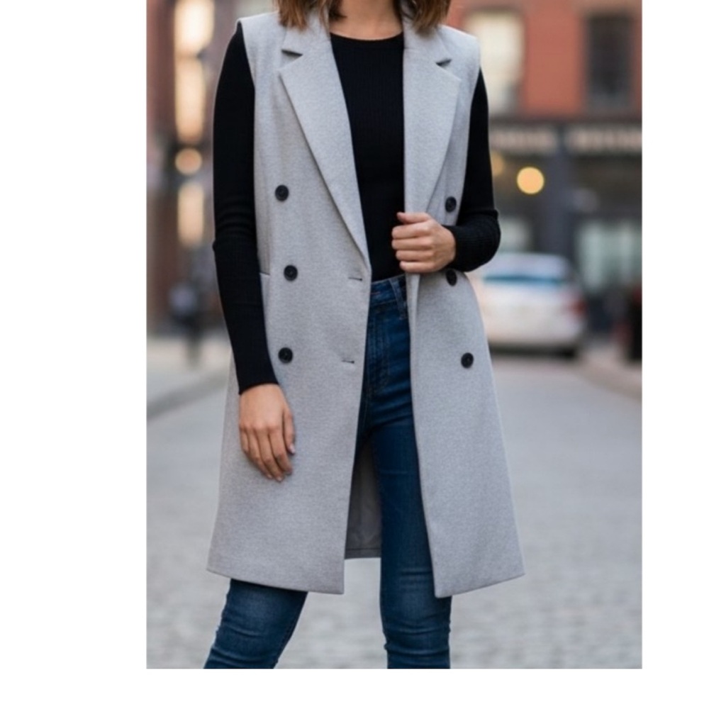 JOIE Sleeveless Double Breast Sleeveless Grey Peacoat XS